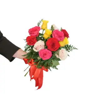 12 mixed roses