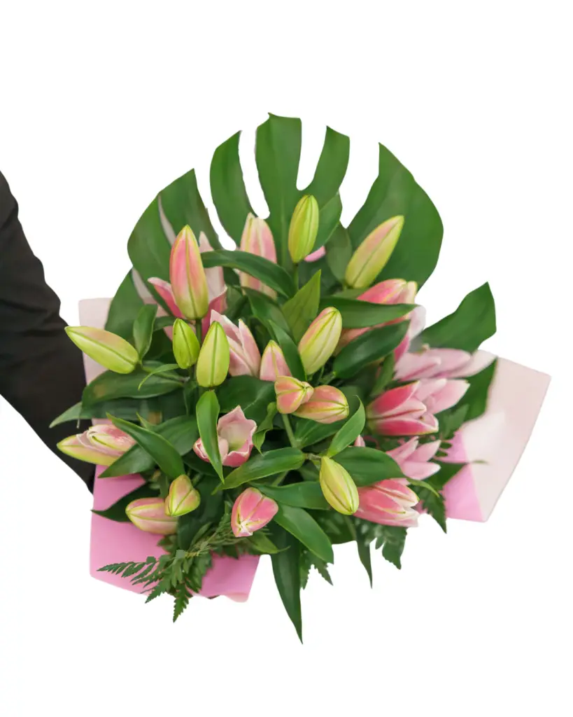 pink oriental lily bouquet