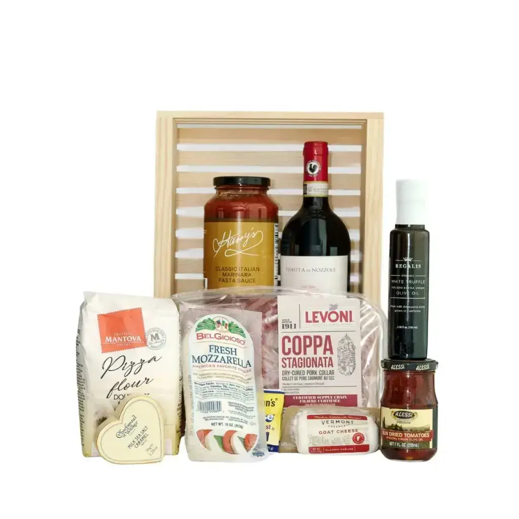 pizza night in gourmet dinner gift basket