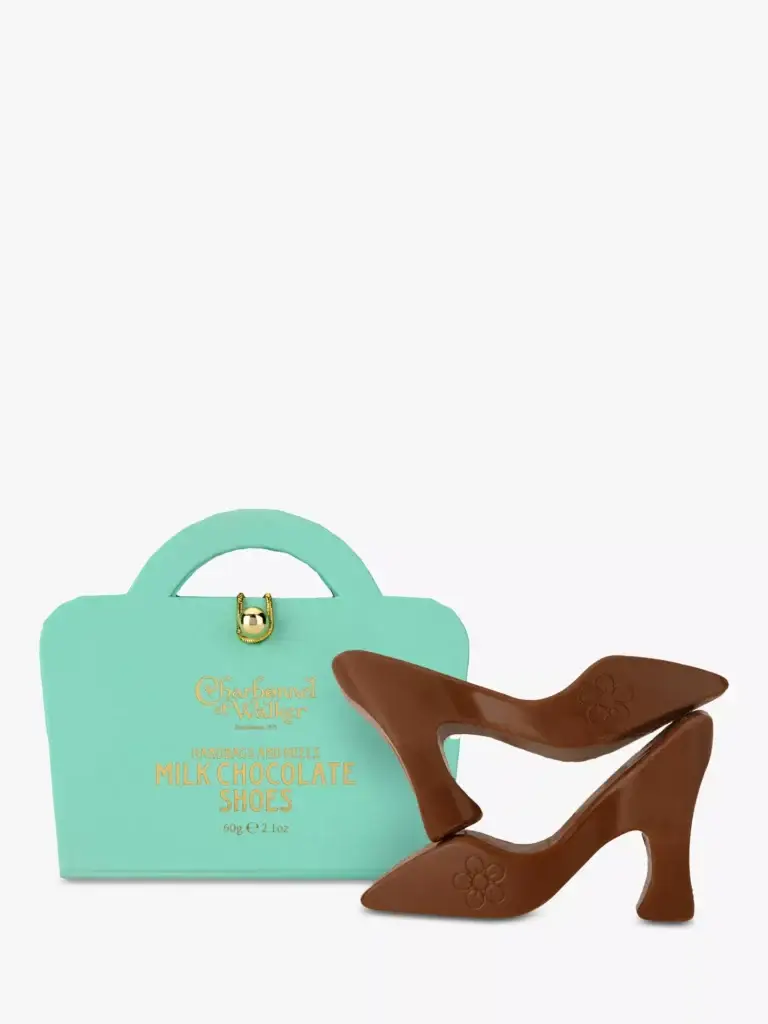 blue handbag milk choc shoes